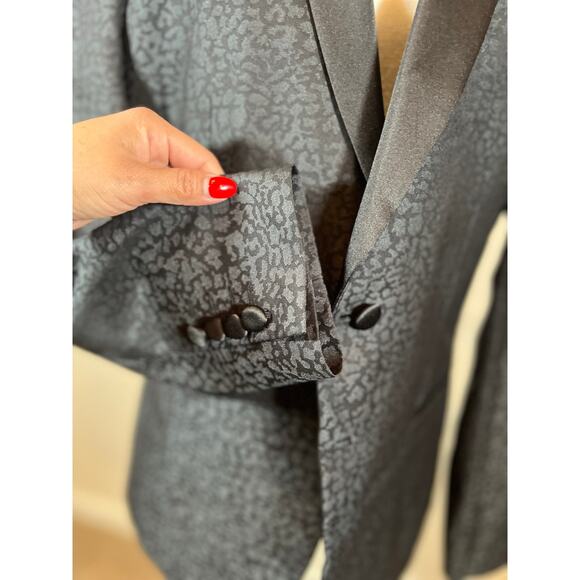JF J Ferrar Slim 40 L men evening edition animal print tuxedo blazer jacket1059 - Picture 3 of 9